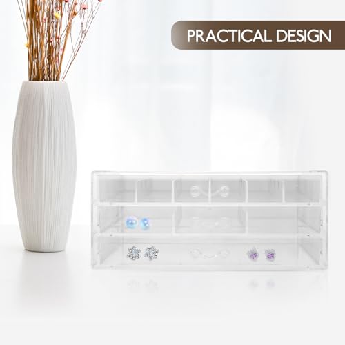 Boîte de rangement à bijoux à tiroirs transparents pour bureau et cils - 8