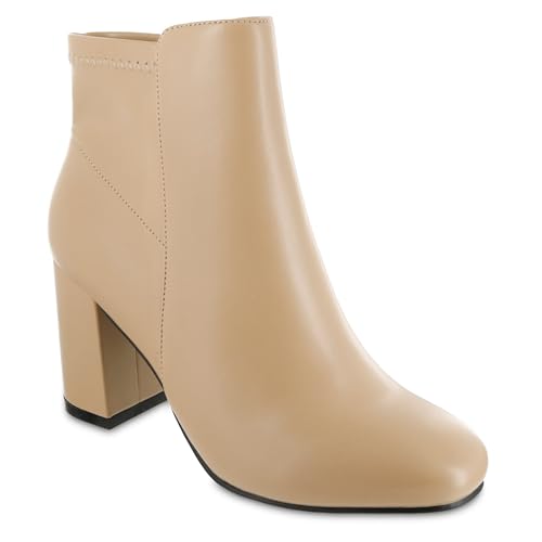MIA Shoes Carla Womens Vegan Leather Ankle Boots with Heel