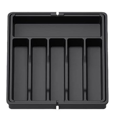 Silverware Organizer - Expandable Kitchen Drawer Organizer, Adjustable Utensil Organizer, Cutlery Drawer Organizer for Forks, Knives, black, A001-1