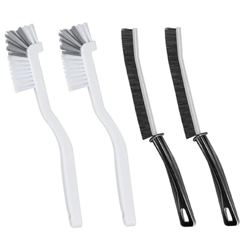 CPJJ 4er Pack Fugenreinigungsbürste für Fenster, Türspalten und Küche - Multifunktionaler Reinigungspinsel für Ecken und Fliesen (2 Schwarz 2 Weiß)