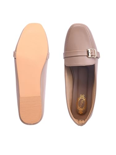 Image of Shoetopia Women's Elegant Bow Ballet Flats Designer Pattern Slip-On Shoes with Metal Buckle Accent & Comfort Sole