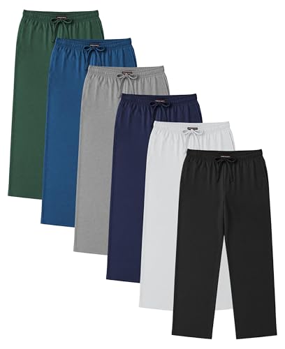 Andrew Scott Men's 6 Pack 100% Cotton Jersey Knit Yoga Lounge & Sleep Pajama Pants2