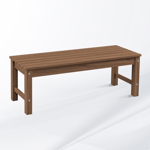 Image of Psilvam 47 inch HDPE Outdoor Bench for 2-Person, 700 LBS Capacity, Teak Brown