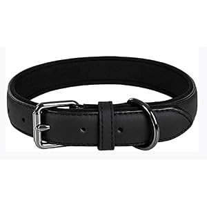 Genuine Leather Soft Waterproof Fabric Padded Dog CollarsBreathableDurable Adjustable Leather Pet Collars for Small Medium Large Dogs Black Red Blue Brown