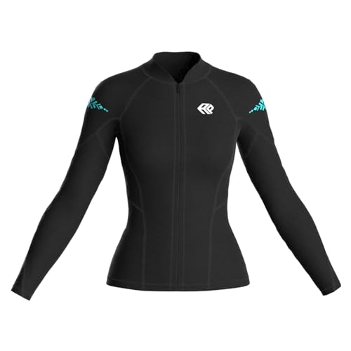 Wetsuit Women Top Jacket Neoprene Wet Suit for Women Cold Water Swimming Jacket Long Sleeve Dive Scuba Wet Suit Shirt Front Zip Wetsuits Shirts Vest for Spearfishing Snorkeling Surfing (Medium)