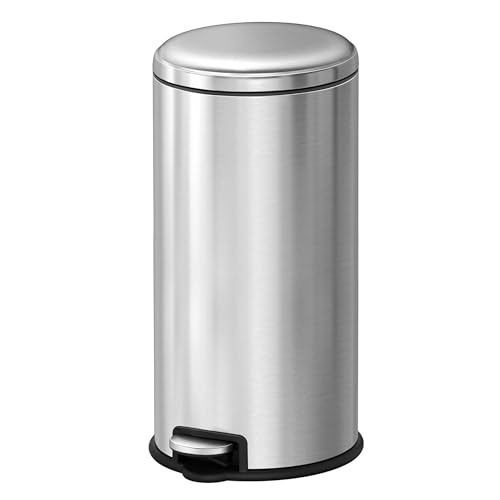 EKO Poubelle Cuisine Serene 30L avec Pédale | Rectangulaire Acier INOX Anti-Traces | Fermeture Ralentie Silencieuse | Salle Bain