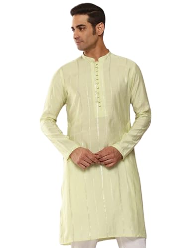 Image of See Designs Men's Long Sleeve Side Slit Chanderi Silk Sequins Mandarin Collar Kurta