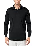 Baleaf Men's UPF 50+ Performance Quick Dry Golf Solid Polo Active Shirt Long Sleeve Black Size XL