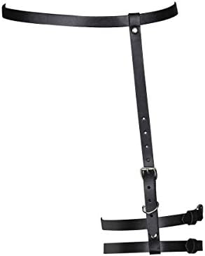 ClearUmm Women Sexy Gothic Leather Cincher Single Leg Cage Harness Wasit Garter Belt - Free Size - 2 Leg Rings
