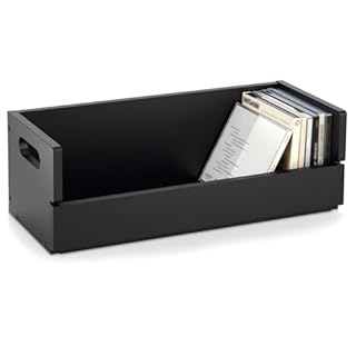 CroBlissful 1 Set Wooden CD Storage Box Holder Shelf Cassette Tape Display Racks with Carrying Handles, Organizer Shelf for Movie Cases, DVDs, Each Set Can Store up to 36 Pcs CDs (Black)