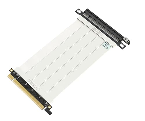Image of LINKUP - Ultra PCIe 4.0 X16 Riser Cable (Open Box) [RTX4090 RX6950XT x570 B550 Z690 Tested] Shielded Vertical Mount Gaming PCI Express Gen4┃Straight Socket (15cm / 5.9 inch) Gen 3.0 TT Compatible┃White