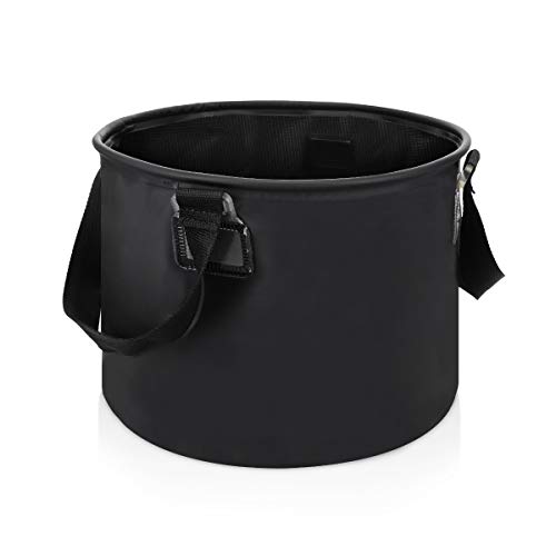 Navaris Cubo Plegable de Lona con Asas de 15 L - Tazón para Camping Pesca Escalada - Recipiente para Lavar almacenar Alimentos Ropa - 0.25 KG - Azul