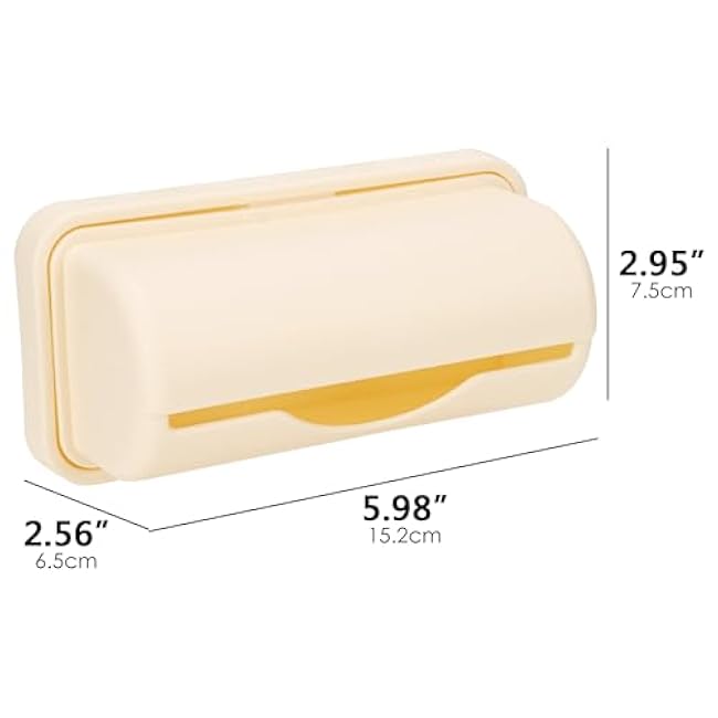 2 Pack Wall Mounted Garbage Bag Holders, No Drill Small Trash Bag Dispenser with Adhesive Buckles, Space-Saving Trash Bag Organizer for Kitchen and Bathroom (Beige)