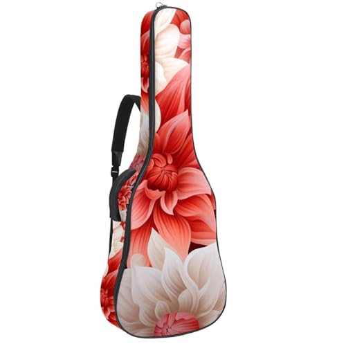 Housse guitare acoustique fleurs rouges étui souple 109 cm imperméable