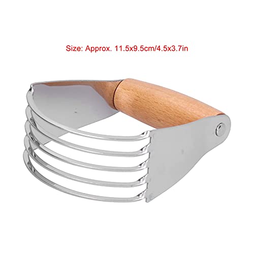 Stainless Steel Pastry Dough Blender, Portable Pastry Cutter Multi-Purpose Dough Blender With Heavy Duty Blades Pastry Cutter Dough Flour Metal Mixer Cutter For Home Baking(Wood Color) #TOP5