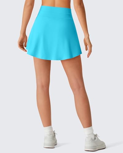 G4Free Athletic Skirt for Women with Pockets Built-in Shorts A Line Tennis Skirt Adjustable Drawstring Summer Golf Skorts(Sky Blue,S) — view 4