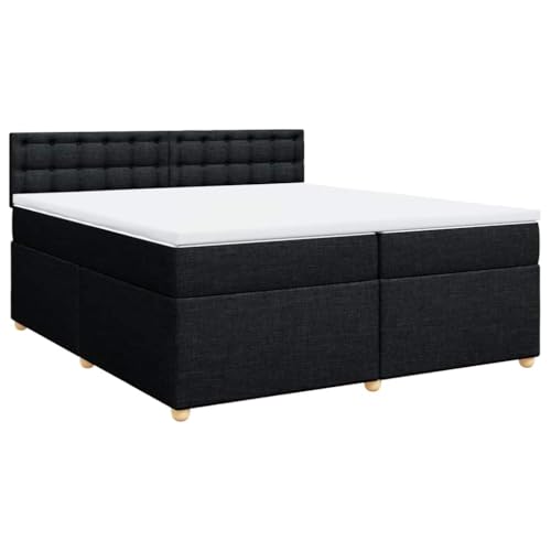 vidaXL Boxspringbett, Doppelbett mit LED Matratze Matratzenauflage, Bettgestell mit Lattenrost Kopfteil, Polsterbett Bett für Schlafzimmer, Schwarz 200x200cm Stoff vidaXL Boxspringbett, Doppelbett mit LED Matratze Matratzenauflage, Bettgestell mit Lattenrost Kopfteil, Polsterbett Bett für Schlafzimmer, Schwarz 200x200cm Stoff