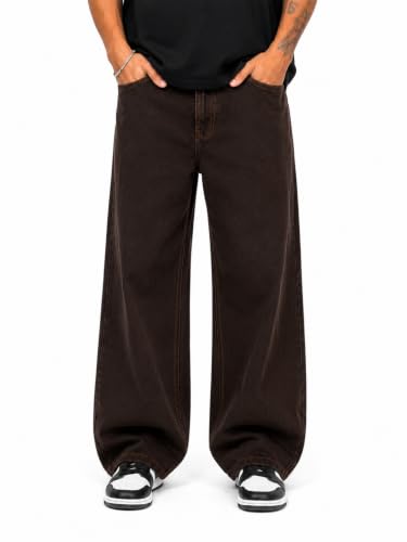 Generic THEBBERA Unisex Dark Brown Denim Jeans - Image 2