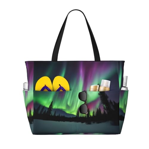 Sacs quotidiens pour salle de sport et plage : grand sac pliable à motif aurores