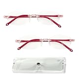 KURTOPLLY 2 Pcs Auto Focus Glasses, Automatic Zoom Reading Intelligent Self Adjusting Presbyopia Anti-Blue Light Glass Adjustable Presbyopic Color-Changing Smart Look Far And Near For Men Women(Red)