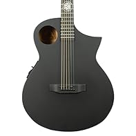 Unique all matte black electro-acoustic guitar concept designed in Bristol, U.K, by Lindo Guitars | Featuring Luminlay Fretboard Side Dots | Mahogany Neck | 43mm Nut Modern sound-hole design in offset position for "true player sound" and improved bas...