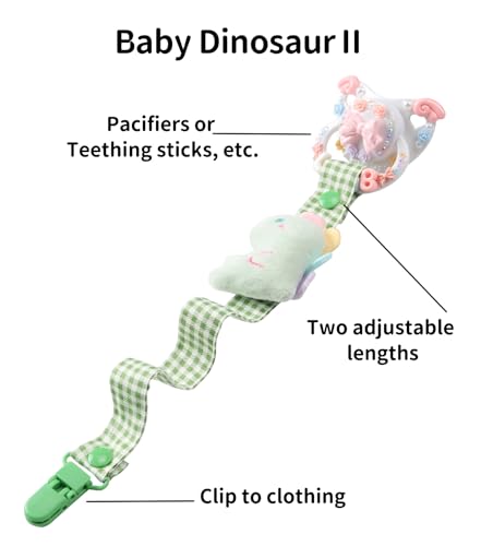 Image of CutiePlusU Pacifier Clip Big Size Anyard Holder Clips 2 Pack Green Yellow