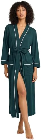 HEARTNICE Womens Cotton Robe, Soft Kimono Spa Knit Long Bathrobe Lightweight Loungewear