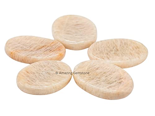 Image of Amazing Gemstone Cream Moonstone Worry Stone Crystals and Healing Stones - Worry Stones for Stress Relief Gifts - Piedra Crystal Fidget - Unique Stocking Stuffers and Birthday Gifts for Women, Men