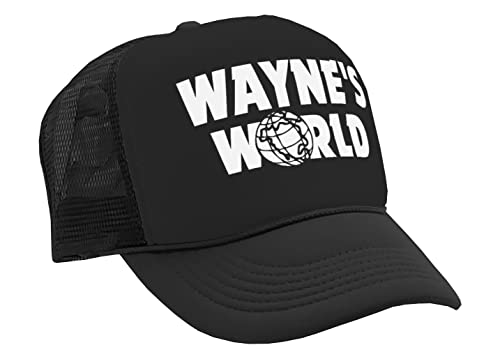 Waynes World - Party time 90s Movie Comedy - Vintage Retro Style Trucker Cap Hat (Full Black)