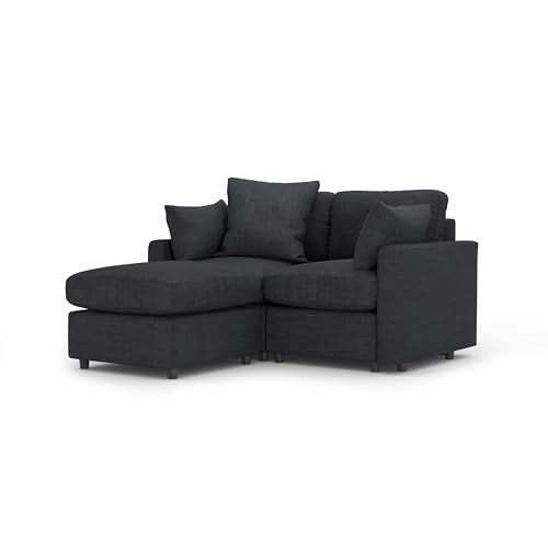 Catálogo de Sofa Moderno al mejor precio. 49 MODISOFA - LoveSeat + Otomano| 2 Plazas | Gris Oscuro | Sofá Seccional Modular | Pillow Pack | Envío Gratis