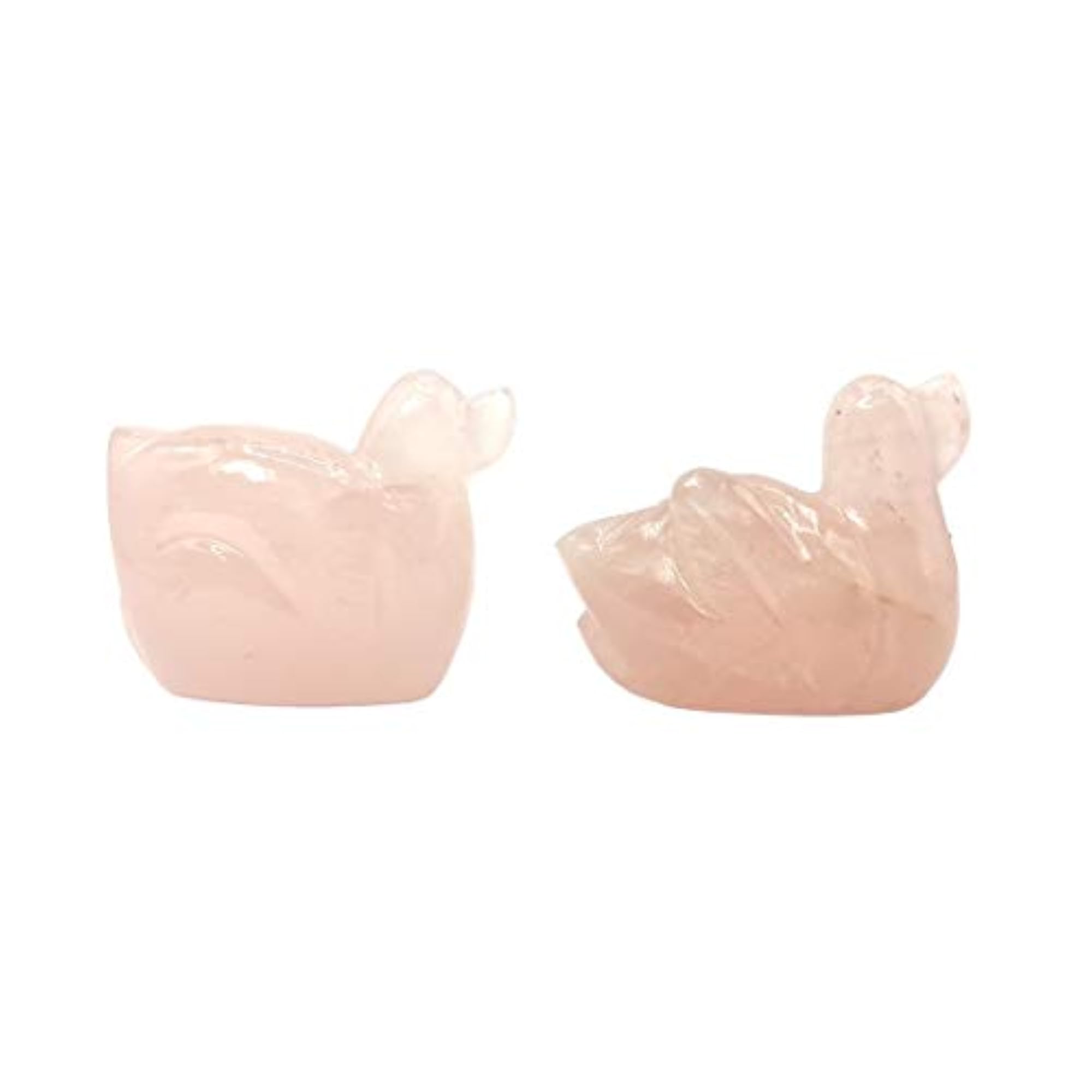 Plus Value Feng Shui Mandarin Ducks in Natural Pink Rose Quartz