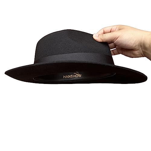 Classic Black Men's Wool Felt Godfather Gangster Mobster Gentleman Fedora Hat (L = 59Cm (7 3/8)) #TOP7