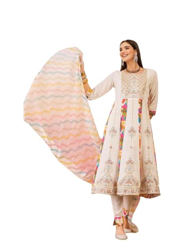 Image of ishin Floral ethnic motif embroidered kurta set with dupatta