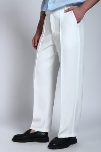 PERCH Solid Pintuck Korean Pants for Men White - Image 3