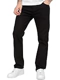 BRAND KRUZE Mens Straight Leg Jeans Casual Cotton Regular Fit Denim Pants for All Waist Sizes KZ109 Black 32W / 27L