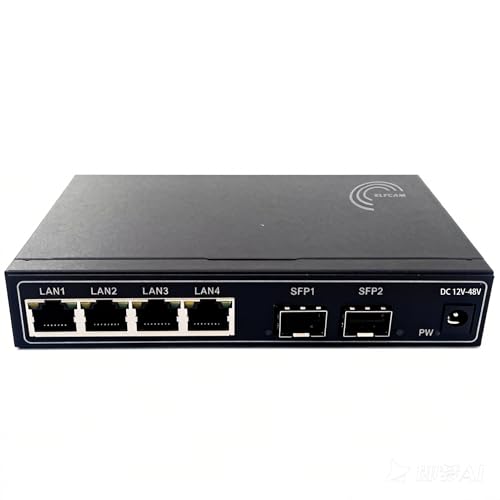 Switch SFP Gigabit Elfcam 4 ports RJ45 1000Mbps pour réseau fibre optique domestique et bureau