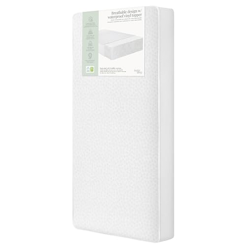 Evolur Sleep Breathable Dual-Stage Comfort-Lite 5” Foam Crib & Toddler Mattress – Dual-Sided Design, Waterproof Vinyl Cover, GREENGUARD Gold & JPMA Certified, Fits Full Size Cribs & Toddler Beds