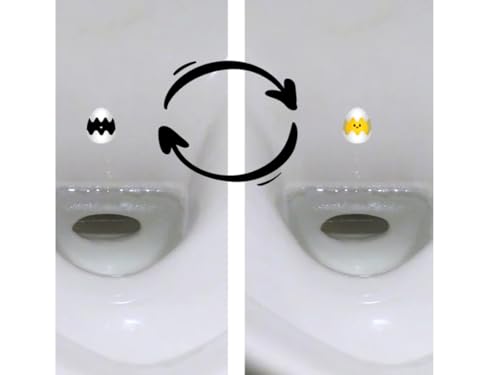 4 verfärbende Toiletten Sticker (2 x Sonne + 2 x Ei), Verfärbende Toilettensticker für Kinder, 35mm