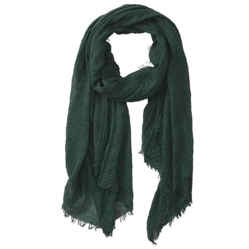 Image of Lightweight Cotton Blend Scarf for Women Men | Large,Breathable,Thin,Soft,Crinkle Scarf,Hijab Head Wrap,NeckScarf,Everyday,Travel Scarf,Summer Dress Scarves Holiday Gift