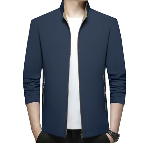 Veste de printemps homme col montant décontractée blouson fin et classique
