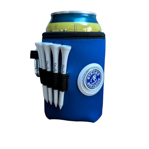 Classic Can Beverage Caddie 3-in-1 Golf Insulator, Removeable Ball Marker, Bag Clip & Tees Combo – Blue