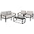 Outdoor Aluminum Furniture Set,4 Piece Patio Conversation Sets,Removable & Washable Cushion,Ink Color Tempered Glass Table Light Grey