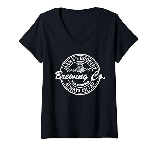 Mujer Mam's Boobery Always On Tap Brewing Lactancia materna Camiseta Cuello V