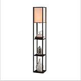 Floor lamp with Shelves,Shelf Floor Lamp by Solid Wood, Floor Lamps for Bedrooms, Living Room, Office (Black)