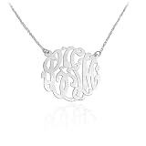 Monogram Necklace - Personalized Monogram Necklace - 1 inch Sterling Silver - Initial Necklace - Made in USA