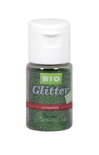 Rayher Bio-Glitter purpurina ultrafina, verde hoja, 7 g, manualidades, decoración, 39589428