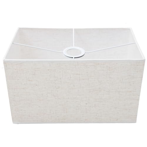 SEWOART Pantalla rectangular de tela de lino beige elegante cubierta para lámpara de mesa para una luz suave y uniforme y protección ocular para áreas de vida y trabajo