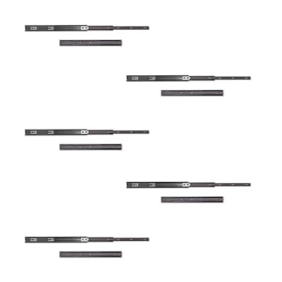 Emuca - Glissières pour tiroir avec roulement à billes 45mm x 450mm, Lot de 5 paires de coulisses à sortie totale, Noir