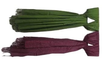 PAIR OF TWO VISCOSE PLAIN AND JAMAVAR TYPE JAYCARD DESG WITH LUREX TILLA JAYCARD WEAVING KASHMIRIE ANTIQUE STOLE SIZE 28X80_01-image-39