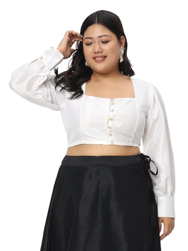 Image of studio rasa Women's Plus Size Chroma Button Down Crop Top for Wedding Festive Party